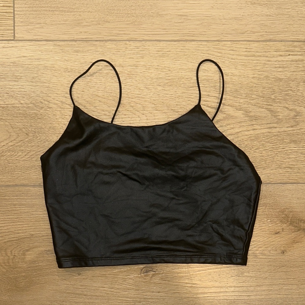Fashion Nova Black Leather Crop Top